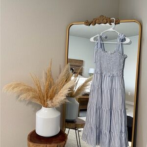 Dress Forum Blue and White Striped Midi Dress